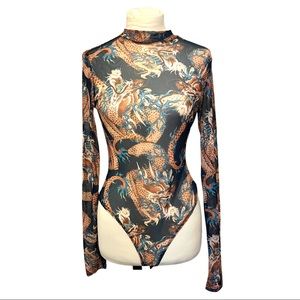 Sexy Sheer Long Sleeved Leotard Shirt